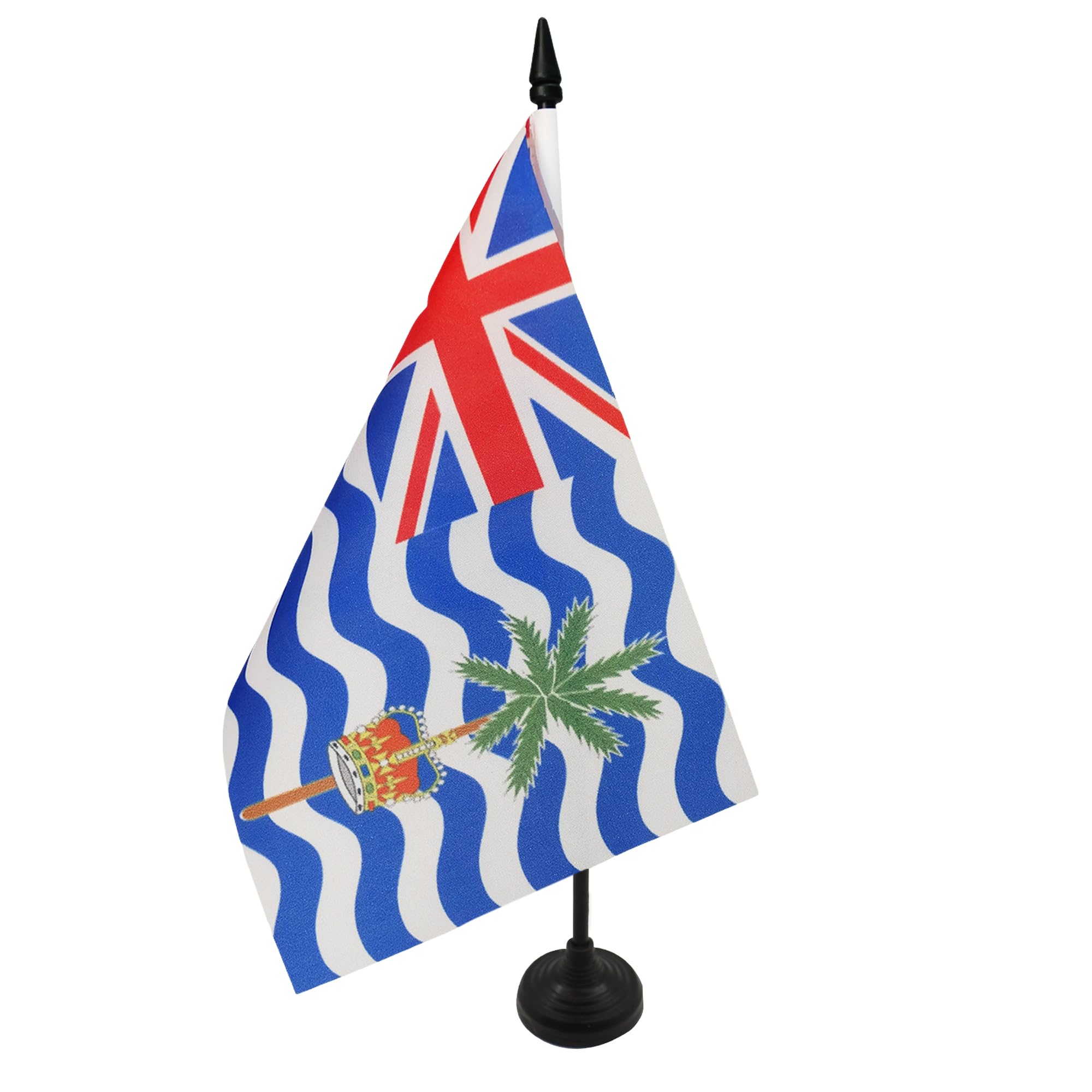 AZ FLAG British Indian Ocean Territory Table Flag 5'' x 8'' - british Office Decoration 100% Polyester 21 x 14 cm - Mini Desk Flag with Pole and Black Plastic Base