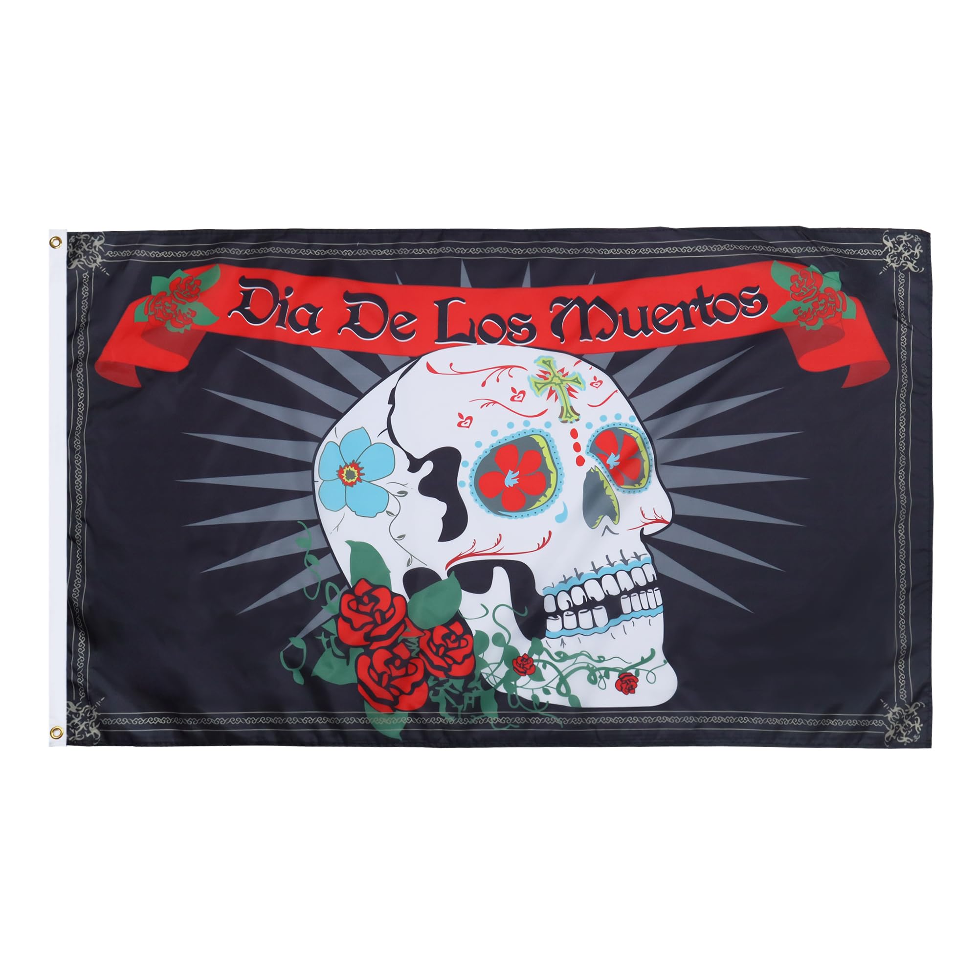 AZ FLAG - Day Of The Dead Flag - 2x3 Ft - 100D Polyester Dia De Los Muertos Banner with Two Metal Grommets - Fade Resistant - Vivid Colors - 2' x 3' Feet - 90x60 Cm