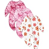 Jimonda Baby Girls Boys Footless Pajamas,Rayon From Bamboo Pjs 2 Way Zipper Long Sleeve Soft Sleeper,Infant Tie-dye Romper