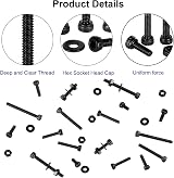 FandWay 410Pcs M2 Bolts Nuts Set DIN912 Hex Socket 12.9 Alloy Black view 5