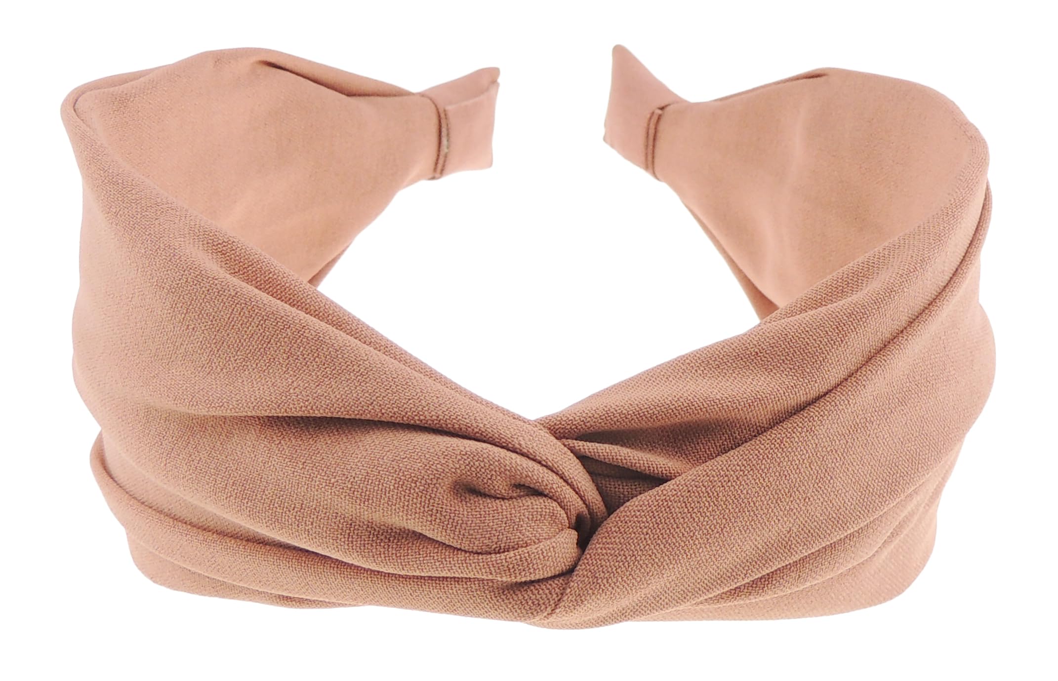 Womens Turban Wide Top Twist Detail Fabric Covered Formal Boho Vintage Headband Alice Band Hair Accessories Hairband Christmas Birthday Wedding Party Creased Pleated Fabric (Dusky Pink)