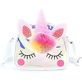 Kids Crossbody Bag Girls Crossbody Bag, Small TPU Unicorn Bag Unicorn Purses for Girls, Little Girls Purse Toddler Purse (White)