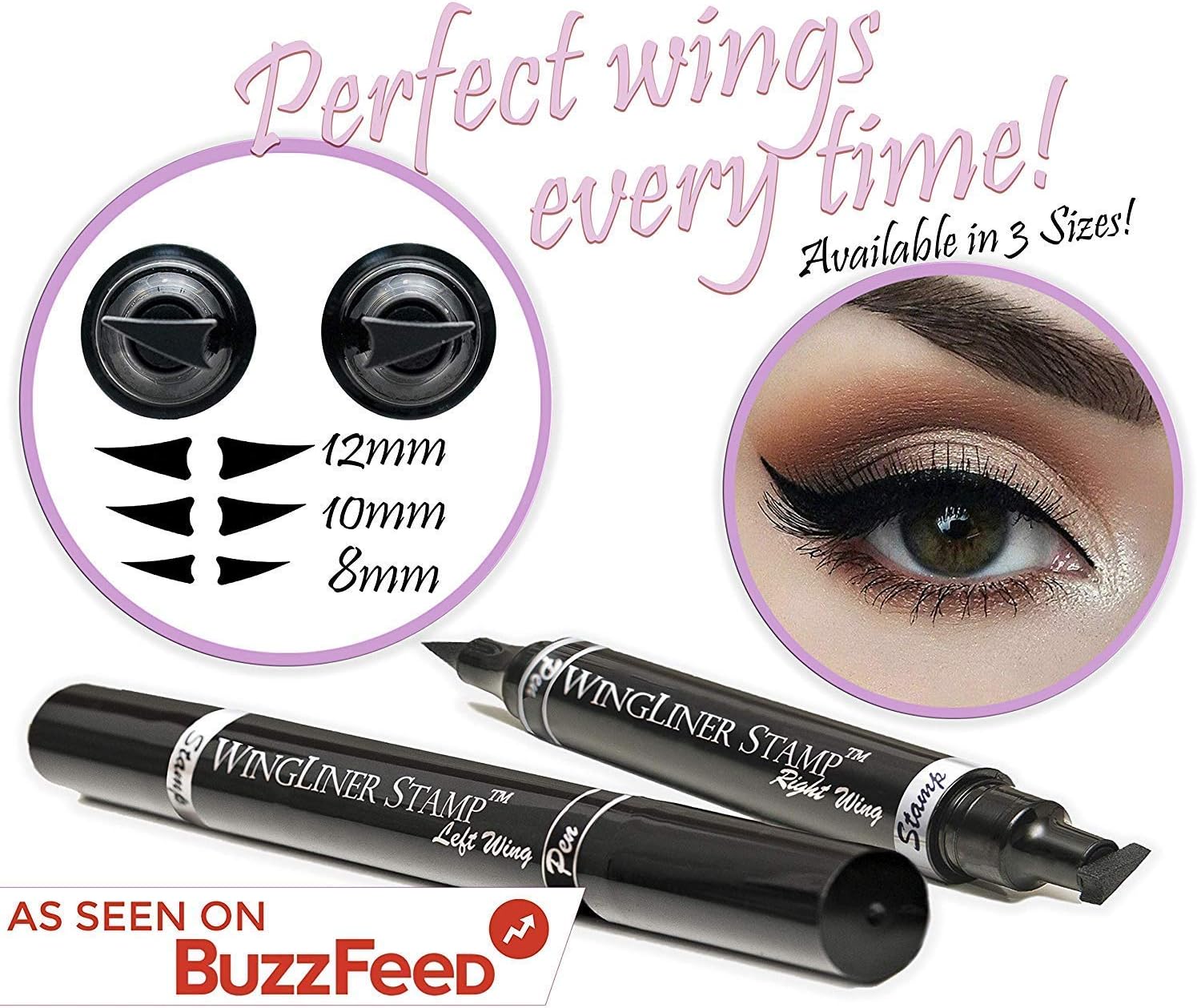 Eyeliner Stamp – Wingliner by Lovoir Black, waterproof, smudgeproof, winged long lasting liquid eye liner pen, Vamp style wing, 2 Pens In A Pack (8mm Mini, Midnight Black)