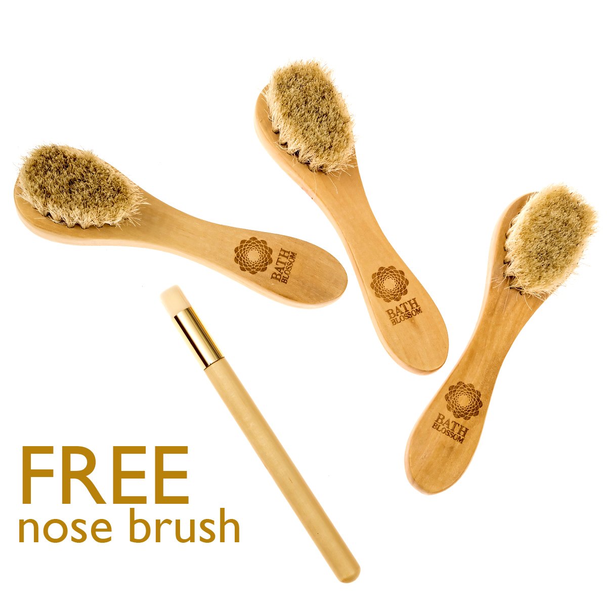 Bath Blossom Face Cleansing Brush for Facial Exfoliation - Skin Cleaning Scrub Scrubber Brush - Natural Bristles Exfoliating Face Brushes for Dry Brushing and Scrubbing - Suitable for Men and Women : Beauty