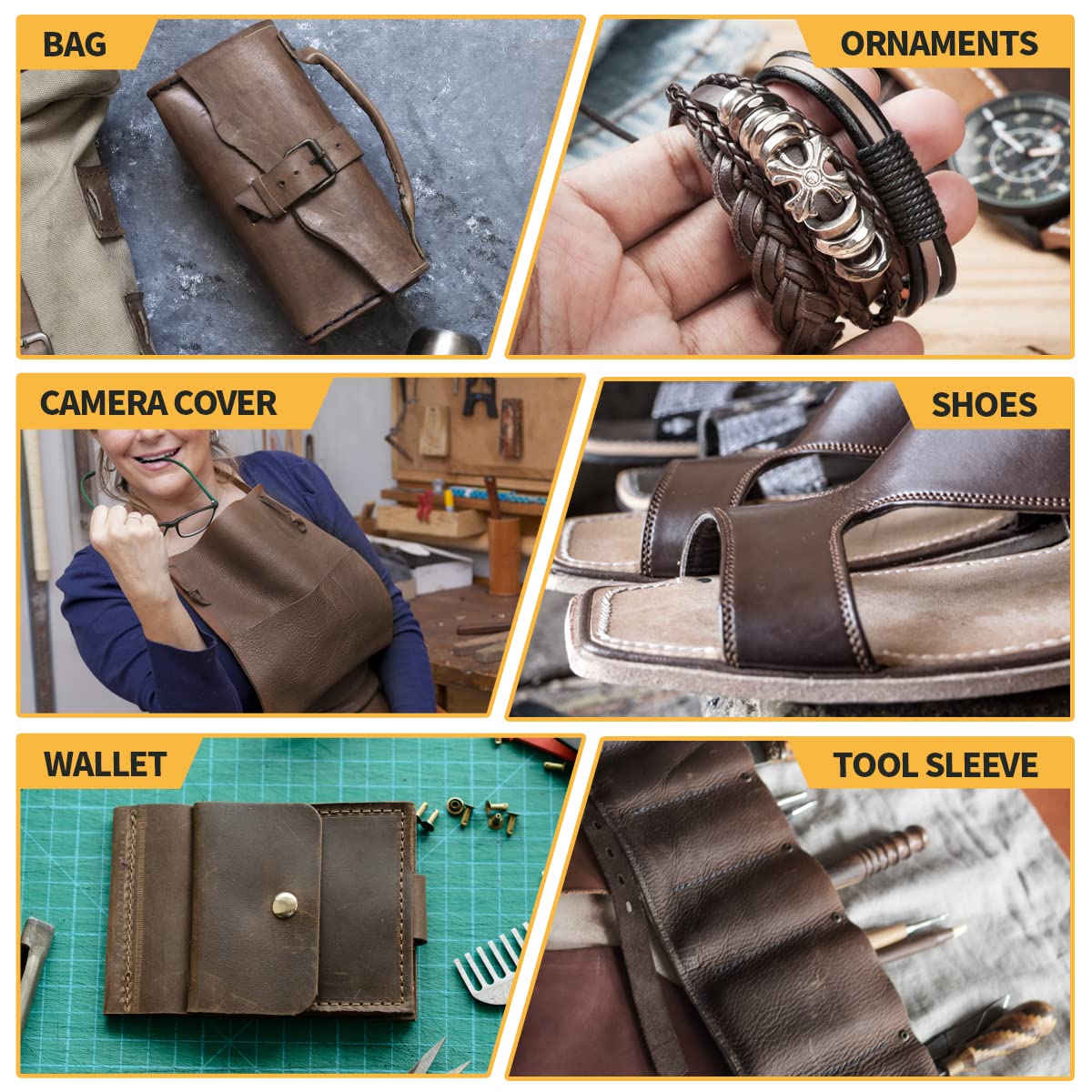 RingSun 12''X24'' Genuine Leather Sheets for Crafts (2mm), Full Grain Leather for Tooling Craft Sewing(Black Coffee)