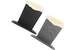GALPADA 2Pcs Plush Glasses Holder Set, Linen Fabric Eyeglasses Stand Black and Gray Bases, Desk Display for