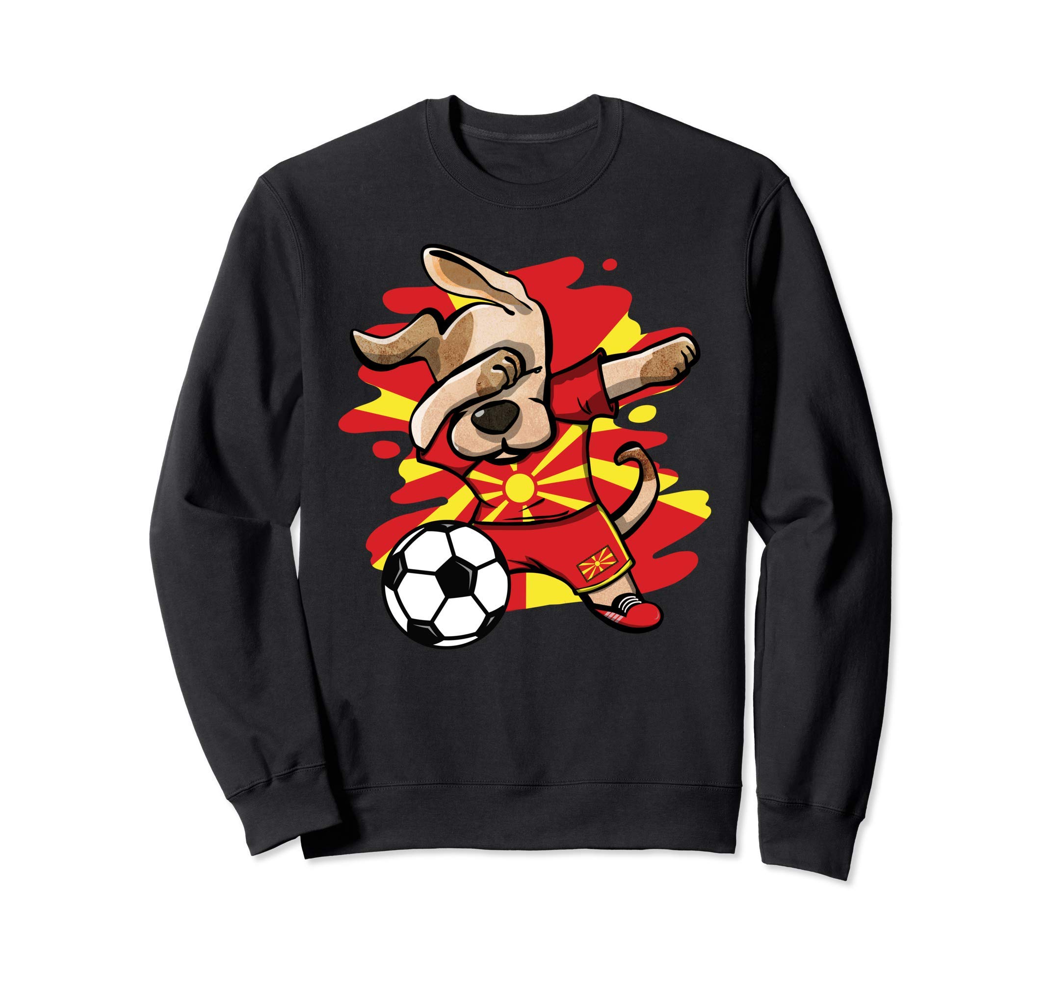 Dabbing Dog Macedonia Soccer Fans Macedonian Flag Football Sweatshirt