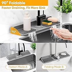 Faucet Mat for Kitchen Sink Splash Guard [7° Slope