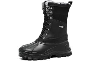 Mens Waterproof Snow Winter Duck Boots Insulated Warm Fur Lined Non Slip Rubber Hiking Work Boots Casual Outdoor
