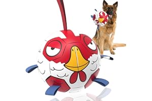 Qdan Chicken Dog Soccer Balls with Straps, Durable Dog Toys for Tug of War, Birthday Gift, Water Toy (8 Inch)