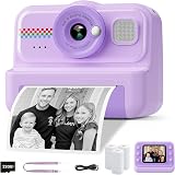 HiMont Kids Camera Instant Print 1080P 32GB 3 Rolls Paper Purple