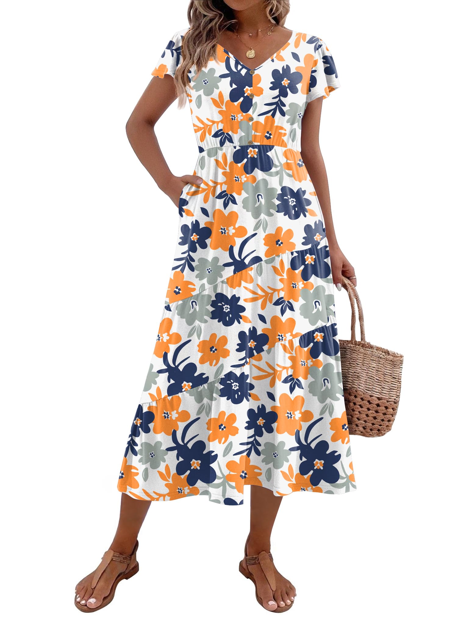 Zeagoo Floral Dress Women Summer Bohemian Dress
