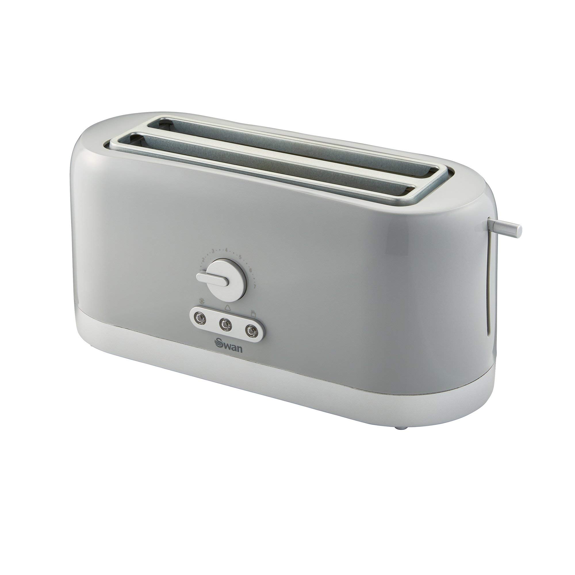 Swan 4 Slice ST10091GRYN Toaster, Grey, Variable Browning Control and Extra Long Slot, 25mm x 250mm, 1200W-1400W