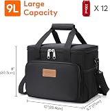 Lifewit 9L Insulated Lunch Bag 12 Can Soft Cooler Black view 3