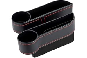COFORDER Car Seat Gap Filler Organizer Between Front seat car Organizer and Storage Box, Auto Premium PU Leather Console with Cup Holder, Car Pocket for Interior Essentials (for 2 Sides)