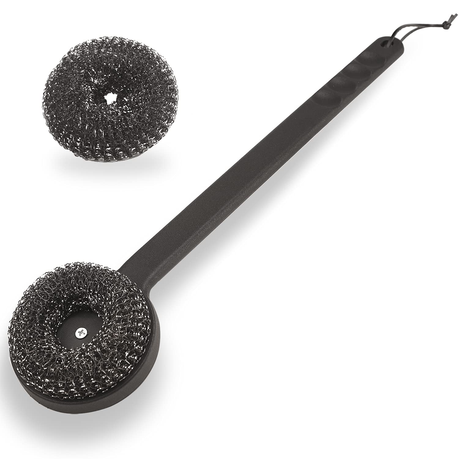 Photo 1 of 18" Long Handle Grill Brush with Replaceable Head - Safe Bristle Free Stainless Steel BBQ Cleaner with Heavy Duty Scrubber Pad, Grill Accessories Steel Wool Scrubbers for Porcelain Gas Charcoal Grill