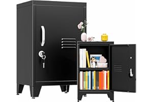 GAIOUS 24" Tall Metal Locker Storage Cabinet with 1 Door, Locked File Storage Cabinet with 1 Adjustable Shelves, Small Pantry, Freestanding Small Locked Cabinets for Home/Office/Gym/Employees-Black