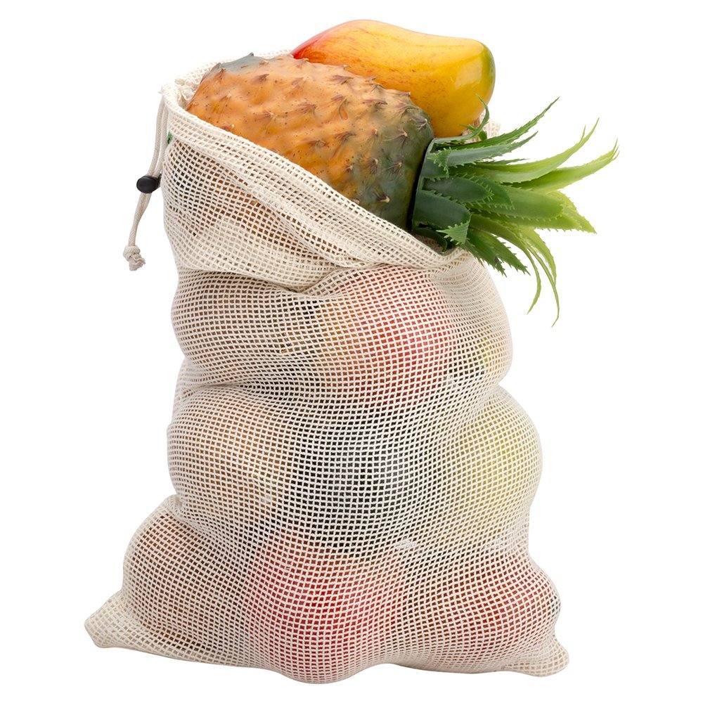 Ubitree Gemüsebeutel ,Mesh Cotton Produce Tasche, die organisch, natürlich, einfach zu reinigen, Zero-Waste,Wiederverwendbar Einkaufstaschen aus Baumwolle/Gemüsenetze Set von 11 (3 kleine, 4 mittlere, 3 große,1 Aufbewahrungstasche).