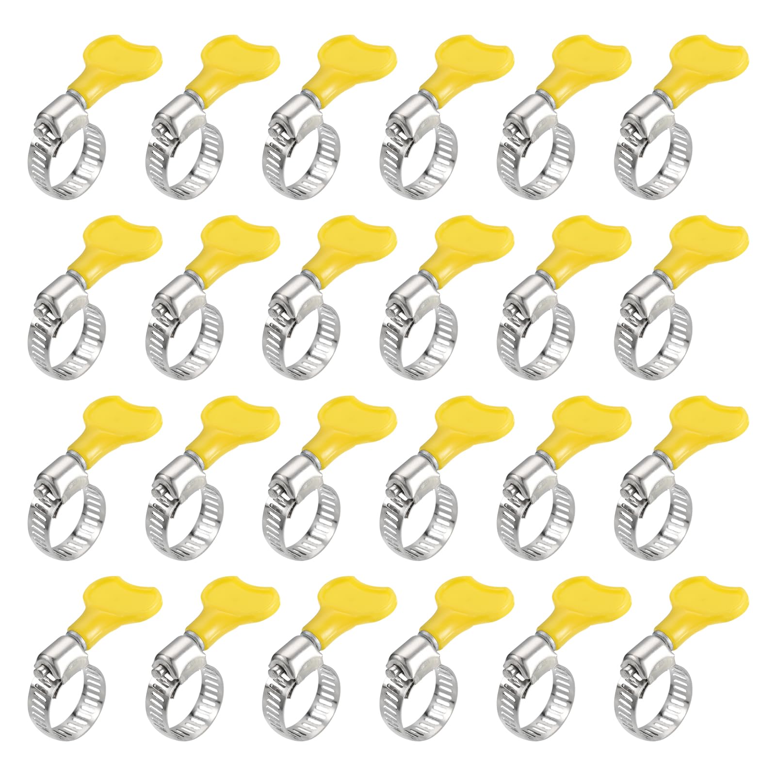 uxcell Worm Gear Hose Clamp, 24pcs 1/2" - 3/4" Key Type Adjustable Stainless Steel Hose Clamps with Plastic Handle for Securing Hose