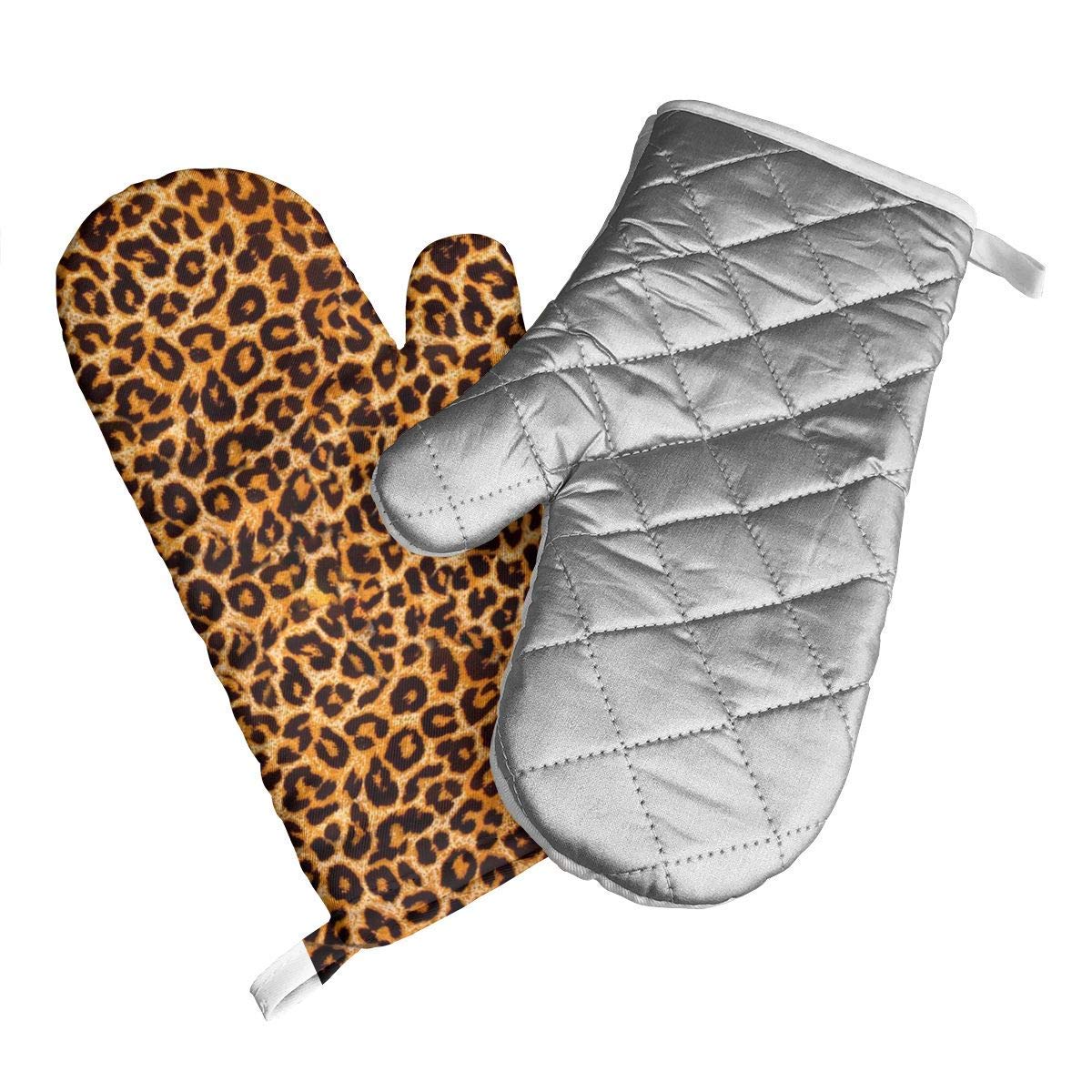 VANKINE Leopard Skin Oven Mitts Cooking Gloves 480 F Heat Resistant