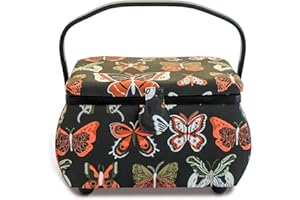 Prym Large Curved Sewing Basket, Orange Butterfly