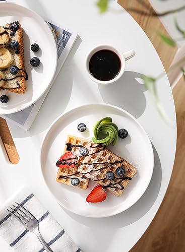 Sweese Textures Porcelain Dessert Plates Set of 6, White Salad