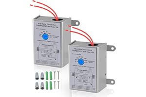 FOLOSEM 2 Pack 10-Amp Adjustable Programmable Thermostat with Firestat - Replacement for Power Attic Ventilators