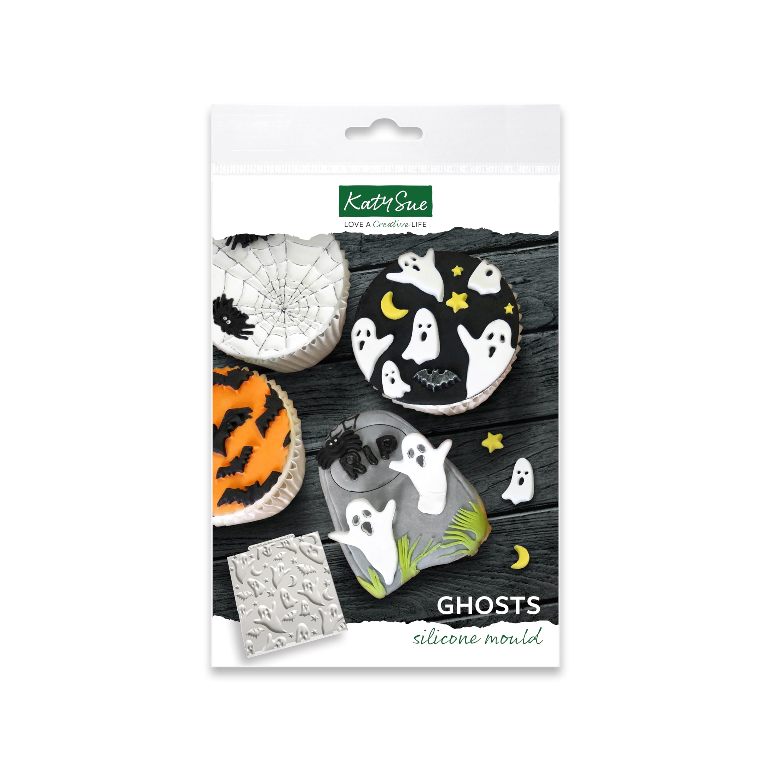 Ghosts Silicone Mould for Halloween Cake Decorating, Crafts, Cupcakes, Sugarcraft, Candies, Chocolate, Card Making and Clay, Food Safe Approved, Made in The UK