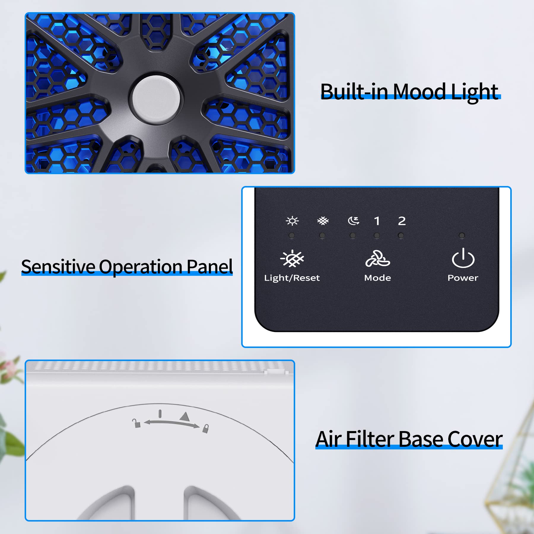 AROEVE Air Purifiers for Bedroom Air Purifier With Aromatherapy Function For Pet Smoke Pollen Dander Hair Smell 20dB Air Cleaner For Bedroom Office Living Room, MK06- Black(Available for California)