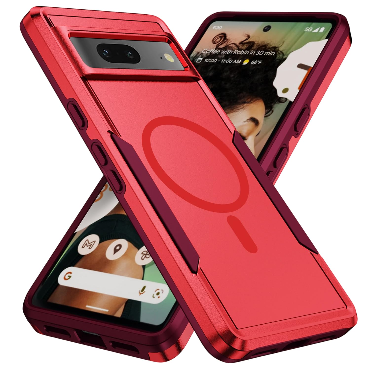 Teayoha for Google Pixel 7 Case,[Compatible with Magsafe] [Military Grade Drop Tested] Shockproof Magnetic Tough Rugged Protective Phone Case -6.4 inch (Red)