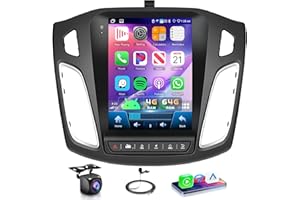 PODOFO 4G+64G Vertical Android Car Stereo Radio for 2012 2013 2014 2015 2016 2017 2018 Ford Focus, Wireless CarPlay Android Auto HD IPS Touch Screen Bluetooth Mirror Link GPS WiFi FM Backup Camera Mic