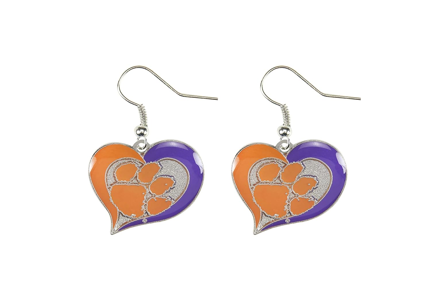 NCAA Clemson Tigers Swirl Heart Earrings