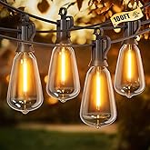 Brightown Outdoor String Lights Patio Lights, 100FT ST38 Shatterproof Dimmable Waterproof Connectable LED Christmas Lights, Hanging Outside Light for Backyard, Porch, Deck, Balcony, Garden, Home Decor