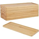 SENJEOK 10 PCS Bamboo Wooden Tray, 11.2 x 4 inch Rectangular Serving Platter, Wood Vanity Tray for Bathroom Counter, Home Decor