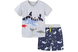 HOMAGIC2WE Toddler Boys Shorts Set Kids Summer Short Sleeve T Shirt And Shorts 2 Pieces Set