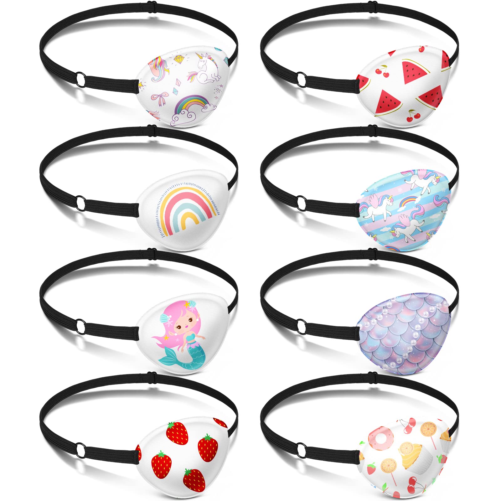 Photo 1 of Eurzom 8 Pcs Eye Patches for Kids Adjustable Single Eyepatch Reusable Cute Girls Boys Patch with Elastic Strap for Left or Right Eye Patch, Various Patterns(Fresh Style)