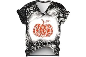 MJHGCFJ Halloween T Shirt Women Pumpkin Letter Print Graphic T-Shirt Basic Tees Cute Short Sleeve Blouse Top Fall Halloween
