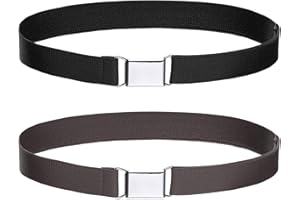 WELROG Toddler Kids Adjustable Buckle Belt - Elastic Child Silver Buckle Belts for Girls Boys