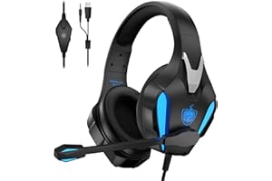 YOTMS PS4 Gaming Headset for Xbox One, PS5, PC, H-9 Wired Gaming Headset with Bass Surround, Over Ear Gaming Headphones with Mic, 3.5mm Interface (Blue)
