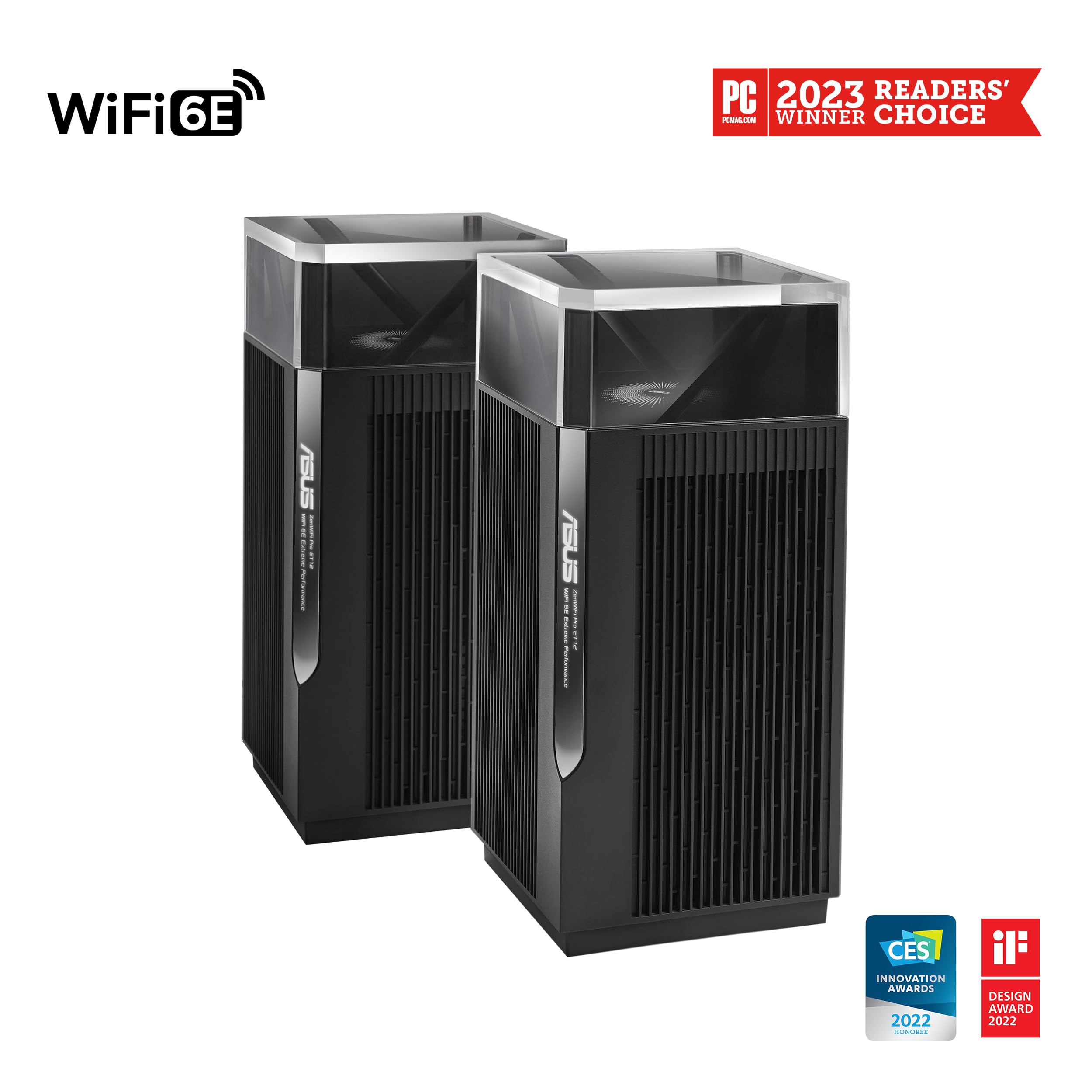 ASUS ZenWiFi Pro ET12 AXE11000 Tri-Band WiFi 6E Mesh System (2 pack), Coverage up to 6000 sq ft, Subscription-free Network Security, Advanced Parental Controls, Instant Guard, VPN, Dual 2.5G Ports