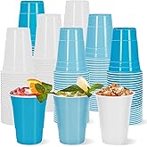 Whaline 60Pcs Colored Plastic Cups 16oz Blue White Plastic Cup 3 Colors Disposable Cup for Bride Baby Shower Birthday Winter Party Supplies