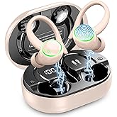 Wireless Earbuds, Bluetooth 5.4 Headphones Sports, 50H Playback Over-Ear buds with ENC Noise Cancelling Mic, Deep Bass Fitness Earphones with Earhooks, IP7 Waterproof Headset for Running Workout Pink