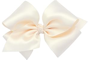 Wee Ones Girls' Classic French Satin Hair Bow on a WeeStay Clip with a Knot Wrap Center, Multiple Colors and Bow Sizes for Any Hair Styles