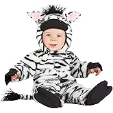 Zebra Costume for Infants - Hooded Jumpsuit with Tail and Booties