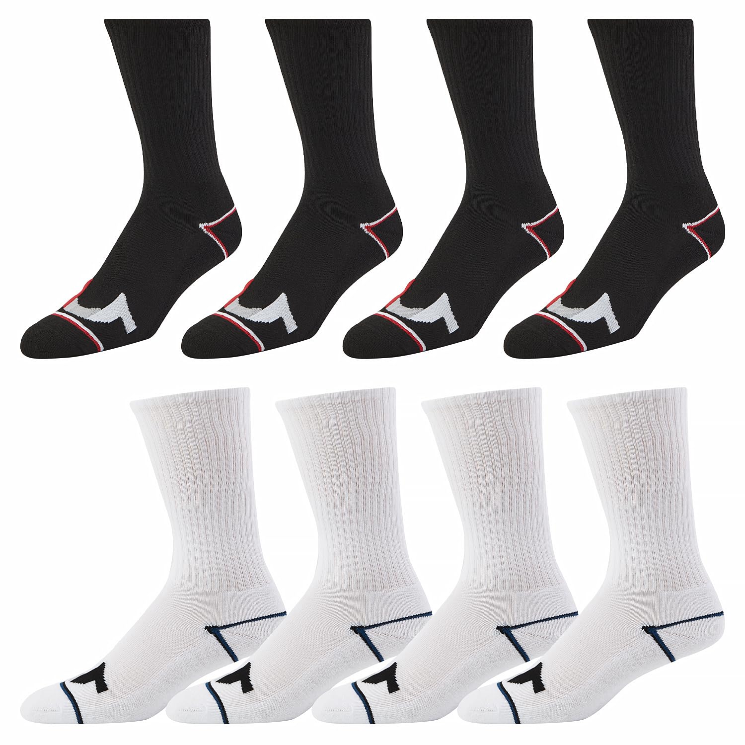 True Religion Mens 8 Pairs Crew Socks for Men Premium Athletic Men's Socks, Shoe Size 8-12