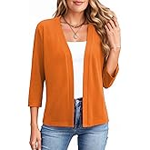 Newchoice Womens 3/4 Sleeve Open Front Cardigan Cropped Lightweight Shrug Bolero Cardigan Sweater