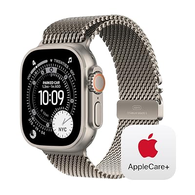 Apple Watch Ultra 3 [GPS + Cellular 49mm] Running & Multisport Smartwatch w/ Rugged Titanium Case w/ Natural Titanium Milanese Loop - M w/ AppleCare+ (2 years)