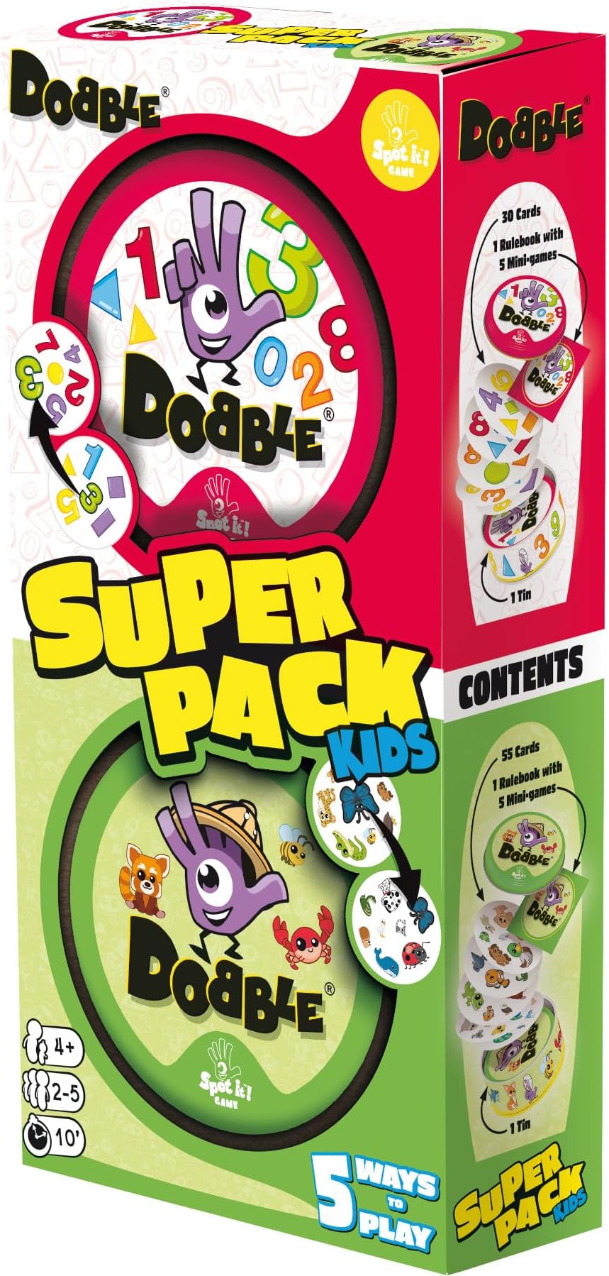 Asmodee Dobble Super Pack Kids 123+Animals Family Card Game 2-8 Players