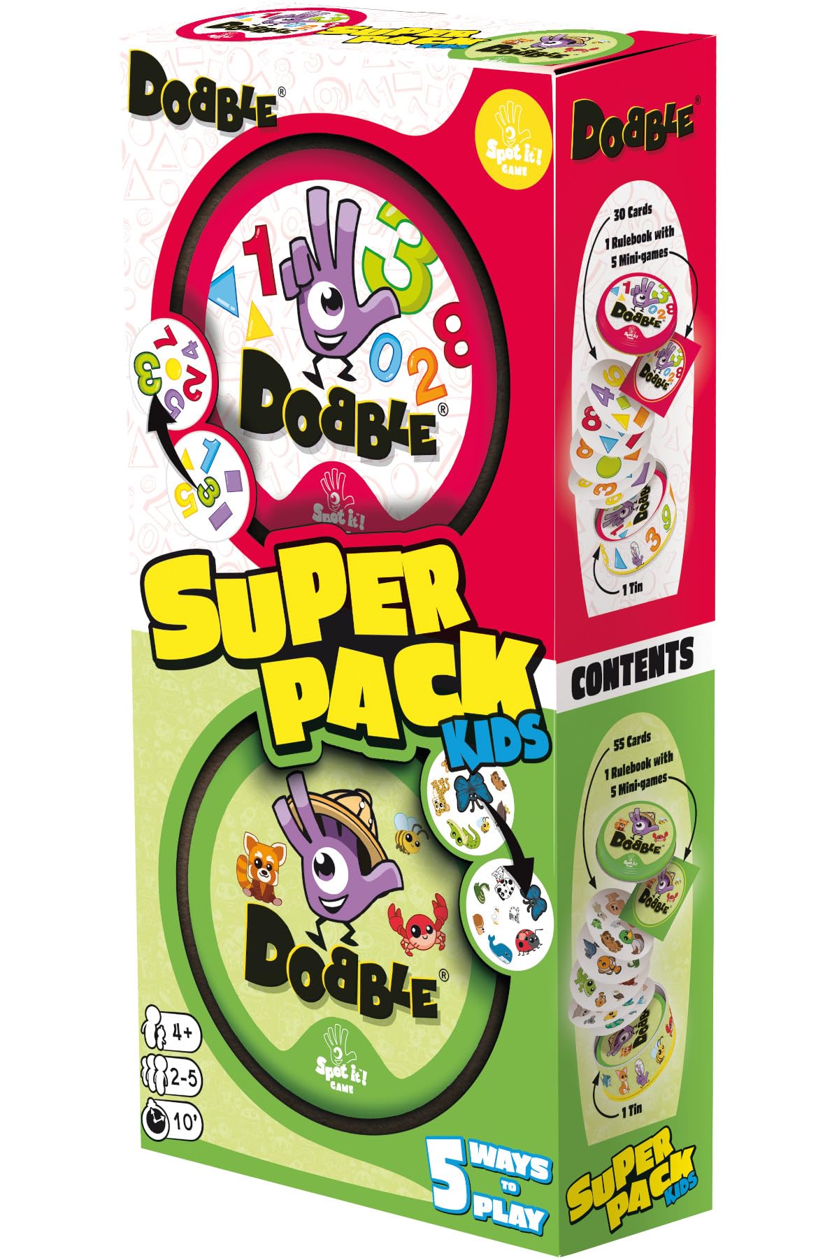 Asmodee | Dobble Super Pack Kids (123+Animals) | Family Card Game | Ages 6+ | 2-8 Players | 15 Minutes Playing Time