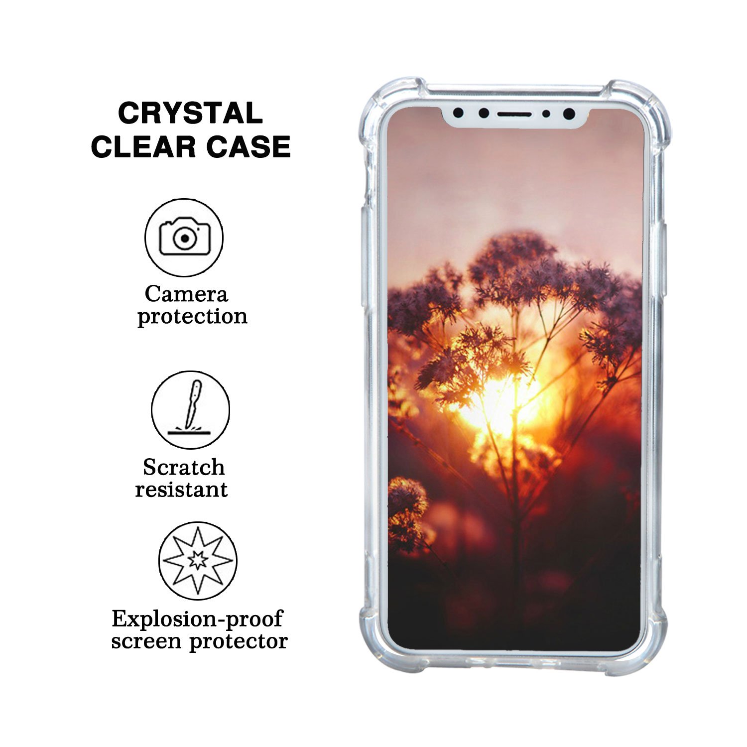 iPhone X case,Apple iPhone X Crystal Clear Cover Case,Slim Lightweight Protective Case,Shock & Drop Absorption & Scratch-Resistant 360 Protection,Back Plate Hard PC and Soft TPU Gel Bumper